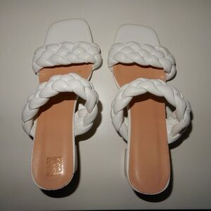 Brand New Woven White Sandal Heels - Chic and Elegant Summer Style